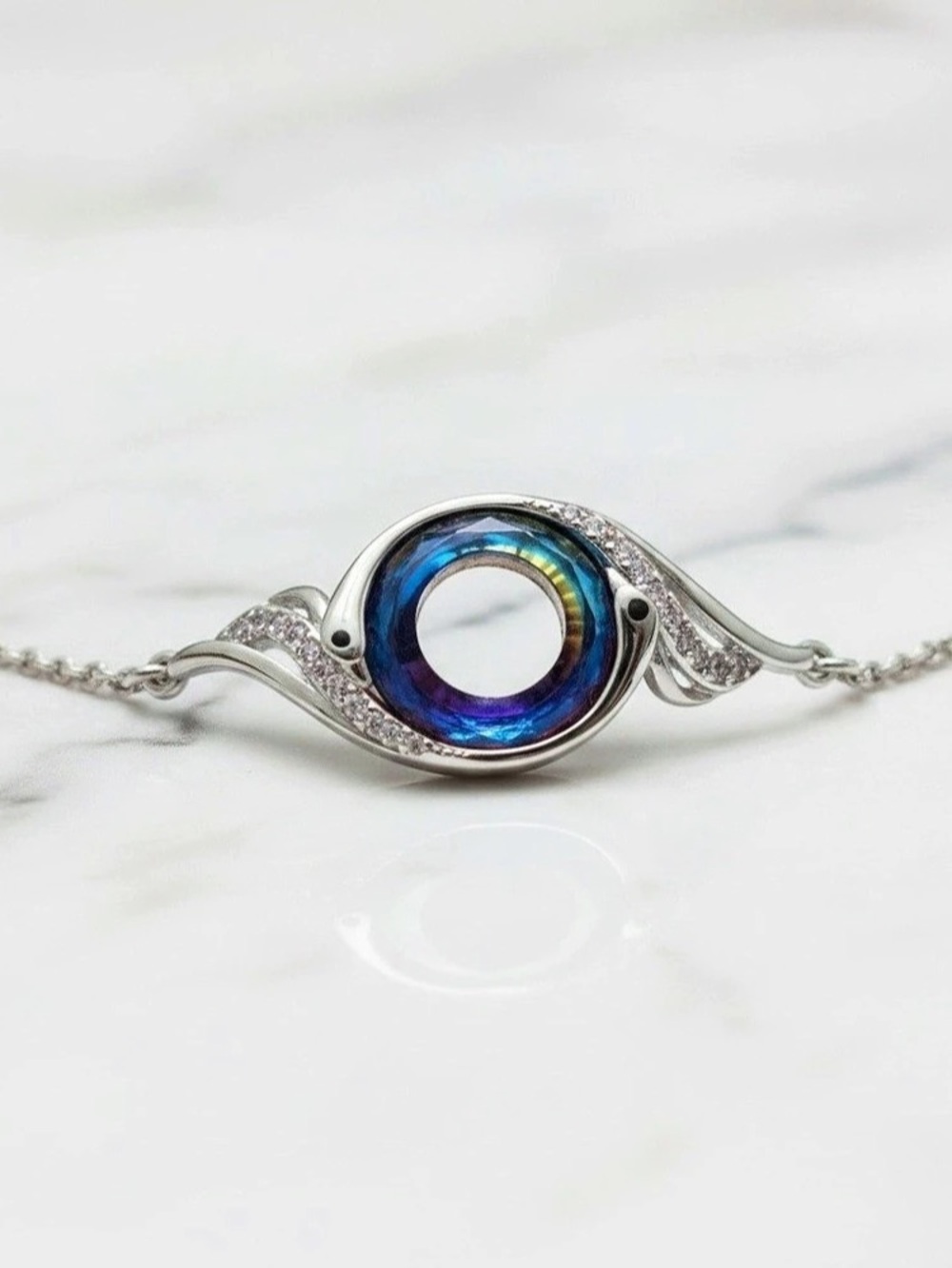 Blue Stone Silver-Tone Bracelet